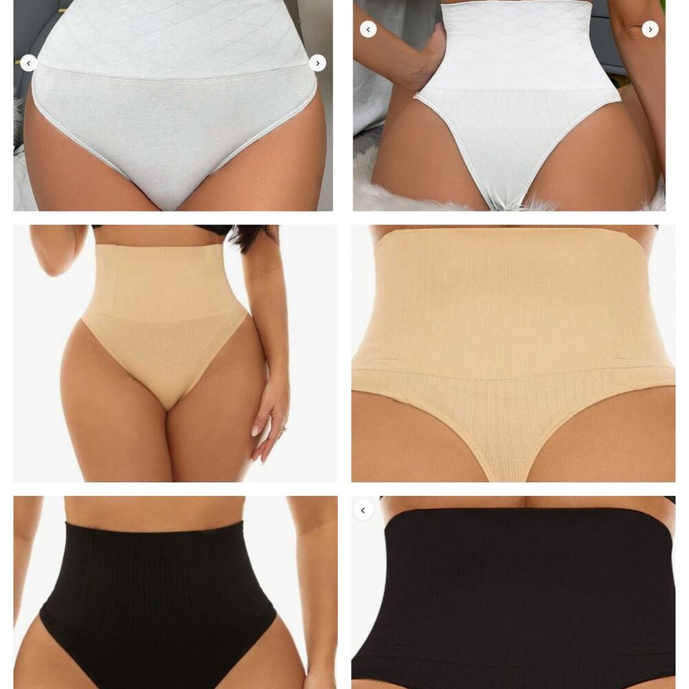 3X Shaping Tummy Control Seamless Shapewear High Waist Thong XL White Nude Black